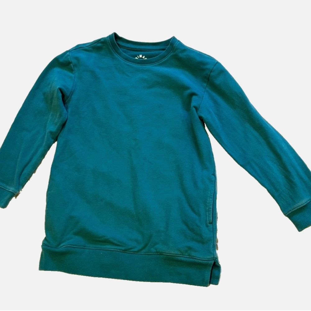 Primary kids tunic sweatshirt size 6-7, sunwashed teal